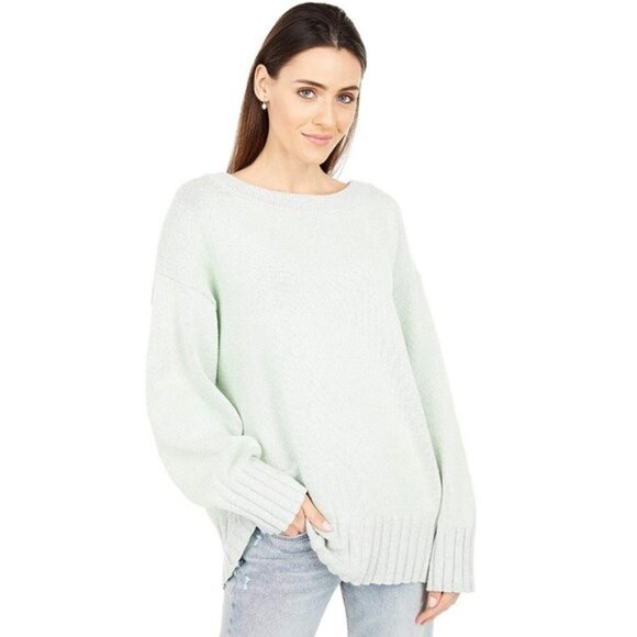 NWT Free People lime grey cotton blend oversize relaxed fit sweater, S - Picture 7 of 15